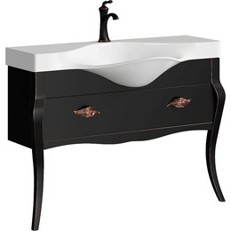 Тумба напольная с раковиной Aqwella Clarberg Borgia 110 см BOR0111BLK, черный матовый/патина медь фото 