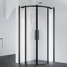 Душевое ограждение BelBagno 90х90 см ACQUA-R-2-90-C-NERO (стекло 8 мм), черный/прозрачное фото 