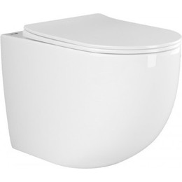 Унитаз приставной безободковый ceramicanova Mia Rimless CN1810 с тонкой крышкой микролифт фото 