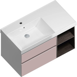 Тумба подвесная с раковиной Kerama Marazzi Cubo 90 см CU.90Lh\MAL, мальва/метц фото 