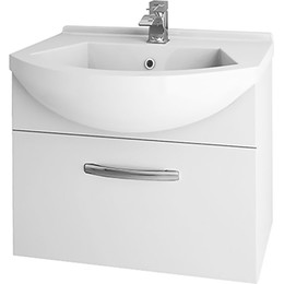 Тумба подвесная с раковиной Dreja Alfa 55 см 99.0305, белый глянец фото 