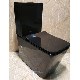 Унитаз-компакт CeramaLux Rimless NS-2170-18 с крышкой микролифт, черный глянцевый (арматура Geberit), Цвет производителя: чёрный глянцевый фото 