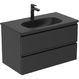 Тумба подвесная с раковиной Ideal Standard Silk Black Tesi 80 см T0051ZT, черный матовый фото 