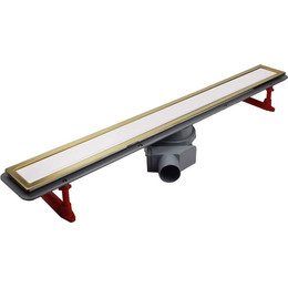 Трап Pestan (BETTOSERB) Confluo Premium White Glass Line Gold 30 см 13100119, нержавеющая сталь/стекло, золото/белый, Цвет производителя: белый, золото, Размер трапа: 300 фото 