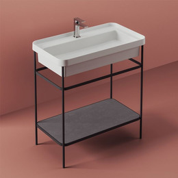 Раковина с металлической консолью ArtCeram Fuori Scala 77 см TFL035 05 00 *1, белый матовый/чёрный матовый фото 