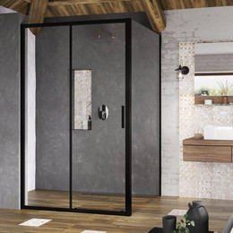 Душевое ограждение Ravak Blix Slim BLSDP2+BLSPS 120х80 см X0PMG0300Z1+X9BM40300Z1 чёрный/прозрачное фото 