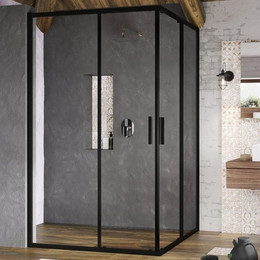 Душевое ограждение Ravak Blix Slim BLSRV2K 90x90 см X1XM70300Z1 чёрный/прозрачное фото 