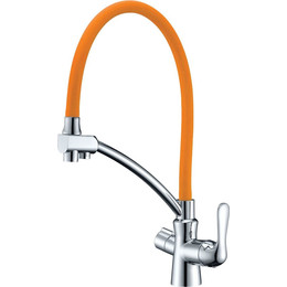 Смеситель для кухни Lemark Comfort LM3070C-Orange, хром/оранжевый фото 