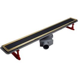 Трап Pestan (BETTOSERB) Confluo Premium Black Glass Line Gold 85 см 13100118, нержавеющая сталь/стекло, золото/черный, Цвет производителя: чёрный, золото, Размер трапа: 850 фото 