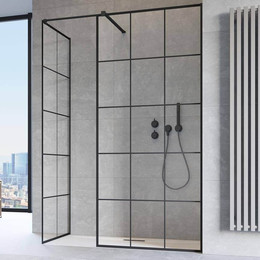 Душевое ограждение Radaway Modo New Black III Factory 90x80 см (стекло 8 мм), черный/прозрачное фото 