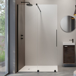 Душевая перегородка Radaway Furo Black Walk-in 90x200 см 10106488-54-01L (стекло 8 мм), черный/прозрачное фото 