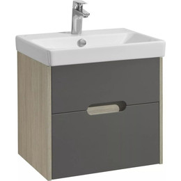 Тумба подвесная с раковиной Акватон Оливия 55 см 1A254201OLUG0, серый/дуб ойстер фото 