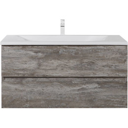 Тумба подвесная с раковиной Cezares MOLVENO-100-2C-SO-LG 100 см, Legno Grigio фото 