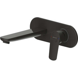 Смеситель для раковины настенный Bravat Rhein P8429564BW-ENG, черный матовый, Цвет производителя: чёрный матовый фото 