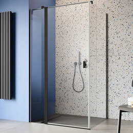 Душевое ограждение Radaway Nes 8 Black KDJ II 110x80 см L (стекло 8 мм), черный/прозрачное фото 