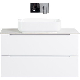 Тумба подвесная со столешницей BelBagno ETNA-1000-2C-SO-BL-P 100 см, Bianco Lucido/Bianco Opaco, Цвет фасада: Bianco Lucido фото 