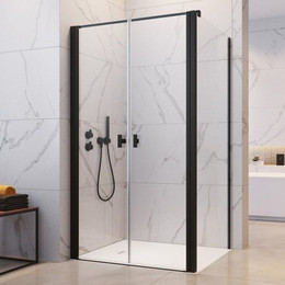 Душевое ограждение Radaway Nes 8 Black DWD+S 110x80 см (стекло 8 мм), черный/прозрачное фото 