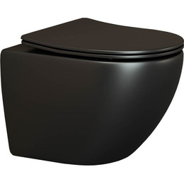 Унитаз подвесной ceramicanova Metropol Rimless CN4002MB с тонкой крышкой микролифт, черный матовый, Цвет производителя: чёрный матовый фото 