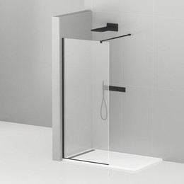 Душевая перегородка Cezares Liberta L-1 105 см (телескопический кронштейн, стекло 8 мм), черный/прозрачное фото 