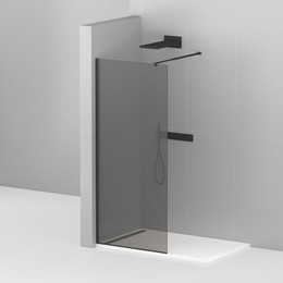 Душевая перегородка Cezares Liberta L-1 110 см (телескопический кронштейн, стекло 8 мм), черный/тонированное фото 