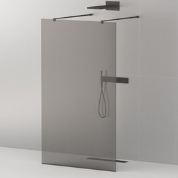 Душевая перегородка Cezares Liberta L-2 110 см (телескопические кронштейны, стекло 8 мм), черный/тонированное фото 