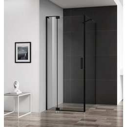 Душевое ограждение Cezares Slider AH-1 80-90x100 см (стекло 8 мм), черный/бронзовое фото 
