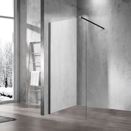 Душевая перегородка Vincea Walk-In 90 см VSW-1H900CLB (стекло 8 мм) с кронштейном в комплекте, черный/прозрачное фото 