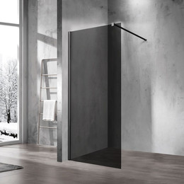 Душевая перегородка Vincea Walk-In 100 см VSW-1H100CGB (стекло 8 мм) с кронштейном в комплекте, черный/тонированное фото 