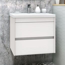 Тумба подвесная с раковиной Art&Max Family-580-2C-SO-BL 58 см, белый глянец фото 