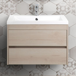 Тумба подвесная с раковиной Art&Max Family-580-2C-SO-PB 58 см, сканди фото 