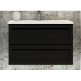 Тумба подвесная с раковиной Art&Max AM-Platino-1000-2C-SO-NM 100 см, черный матовый фото 