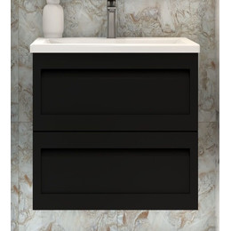 Тумба подвесная с раковиной Art&Max AM-Platino-580-2C-SO-NM 58 см, черный матовый фото 