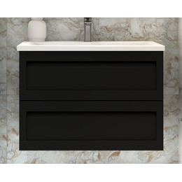 Тумба подвесная с раковиной Art&Max AM-Platino-900-2C-SO-NM 90 см, черный матовый фото 