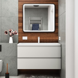 Тумба подвесная с раковиной Art&Max AM-Bianchi-1000-2C-SO-BL 100 см, белый глянец, Цвет фасада: белый фото 