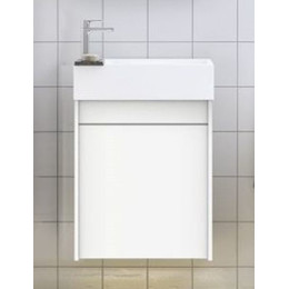 Тумба подвесная с раковиной Art&Max Family-500-1D-SO-BL 50 см, белый глянец фото 