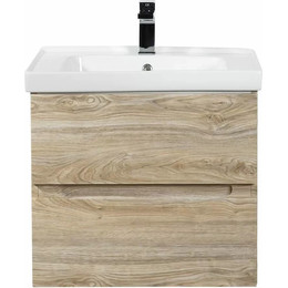 Тумба подвесная с раковиной Art&Max AM-Techno-600-2C-SO-LW823 60 см, дуб мелфорд фото 