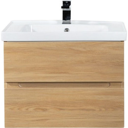 Тумба подвесная с раковиной Art&Max AM-Techno-700-2C-SO-LW674 70 см, дуб мадейра янтарь фото 