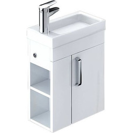 Тумба подвесная с раковиной Iddis Torr 40 см TOR40W1i95K, белый глянец фото 