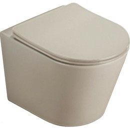 Унитаз подвесной CeramaLux Rimless B2330-4MC с крышкой микролифт, капучино, Цвет производителя: коричневый фото 