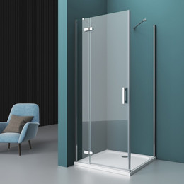 Душевое ограждение BelBagno 100х80 см KRAFT-AH-12-100/80-C-Cr-L, хром/прозрачное фото 