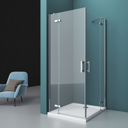 Душевое ограждение BelBagno 100х90 см KRAFT-AH-22-100/90-C-Cr-L, хром/прозрачное фото 