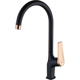Смеситель для кухни Lemark Bronx LM3705BLR, черный/розовое золото фото 