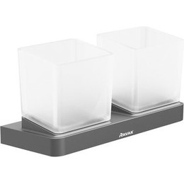 Двойной стакан для зубных щеток Ravak 10° X07P558, цвет чёрный фото 