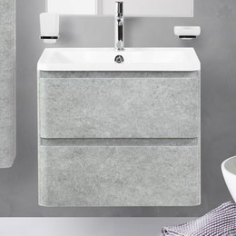 Тумба подвесная с раковиной BelBagno ALBANO-600-2C-SO-CVG 60 см, Cemento Verona Grigio, Цвет фасада: Cemento Verona Grigio фото 
