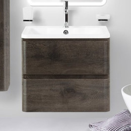 Тумба подвесная с раковиной BelBagno ALBANO-600-2C-SO-RNG 60 см, Rovere Nature Grigio, Цвет фасада: Rovere Nature Grigio фото 