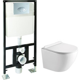Инсталляция с подвесным безободковым унитазом SantiLine SL-5005+SL-01 фото 