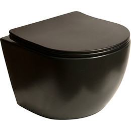 Унитаз подвесной безободковый SantiLine SL-5018MB с крышкой микролифт, черный матовый, Цвет производителя: чёрный матовый фото 