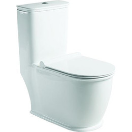 Унитаз-компакт безободковый SantiLine SL-5019 с крышкой микролифт, Цвет производителя: белый фото 