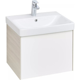 Тумба подвесная с раковиной Акватон Асти 55 см 1A263101AXD70, белый глянцевый/ясень шимо фото 