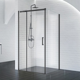 Душевое ограждение BelBagno 120x90 см ACQUA-AH-1-120/90-C-NERO (стекло 8 мм), черный/прозрачное фото 